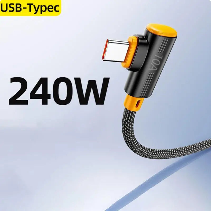 240W USB-A to USB-C 90° Elbow Fast Charging Cable 1M–2M USB-C Charging Cable Babs
