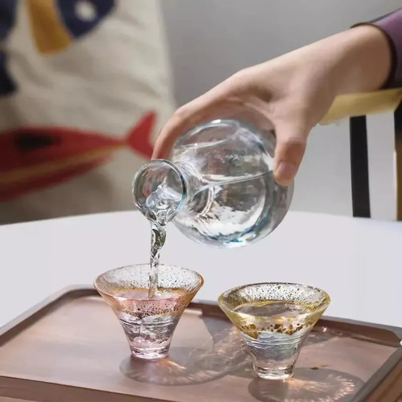 Japanese Mount Fuji Sake Glass – Gold Foil Tea & Cocktail Cup Sake Glass Cup Babs