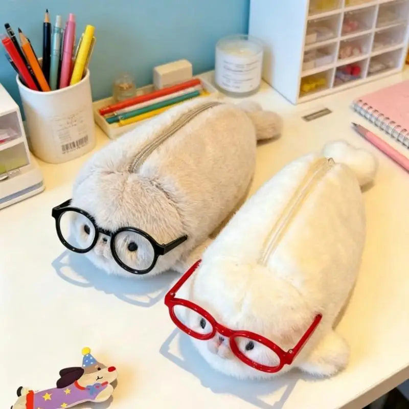 Cute Seal Plush Pencil Case – Large Capacity Stationery Bag Plush Pencil Case Babs