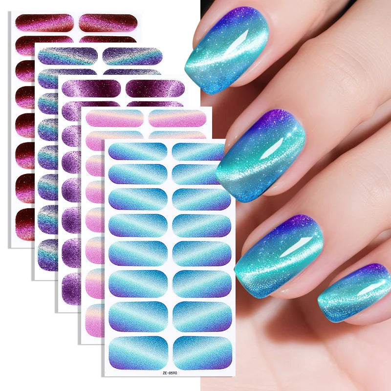 Cat Eye Nail Stickers – Self-Adhesive DIY Manicure Decals Nail Art Stickers Babs