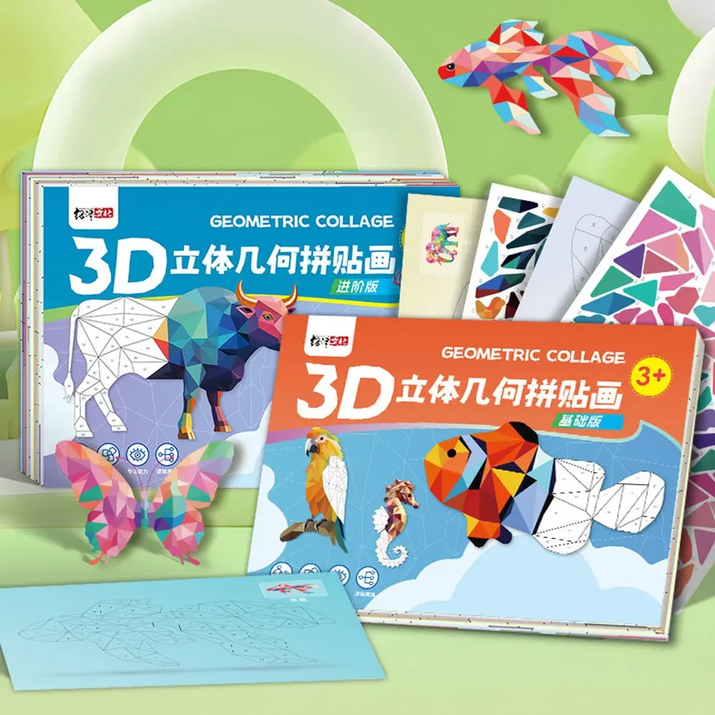 Kids 3D Mosaic Sticker Puzzle – DIY Animal Collage Art Kit Ages 3+ Kids Craft Puzzle Kit Babs