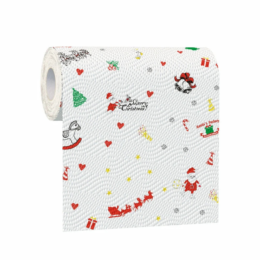 Christmas Print Paper Towel Rolls – 48 Sheets, Highly Absorbent Holiday Paper Towels Babs Christmas colors