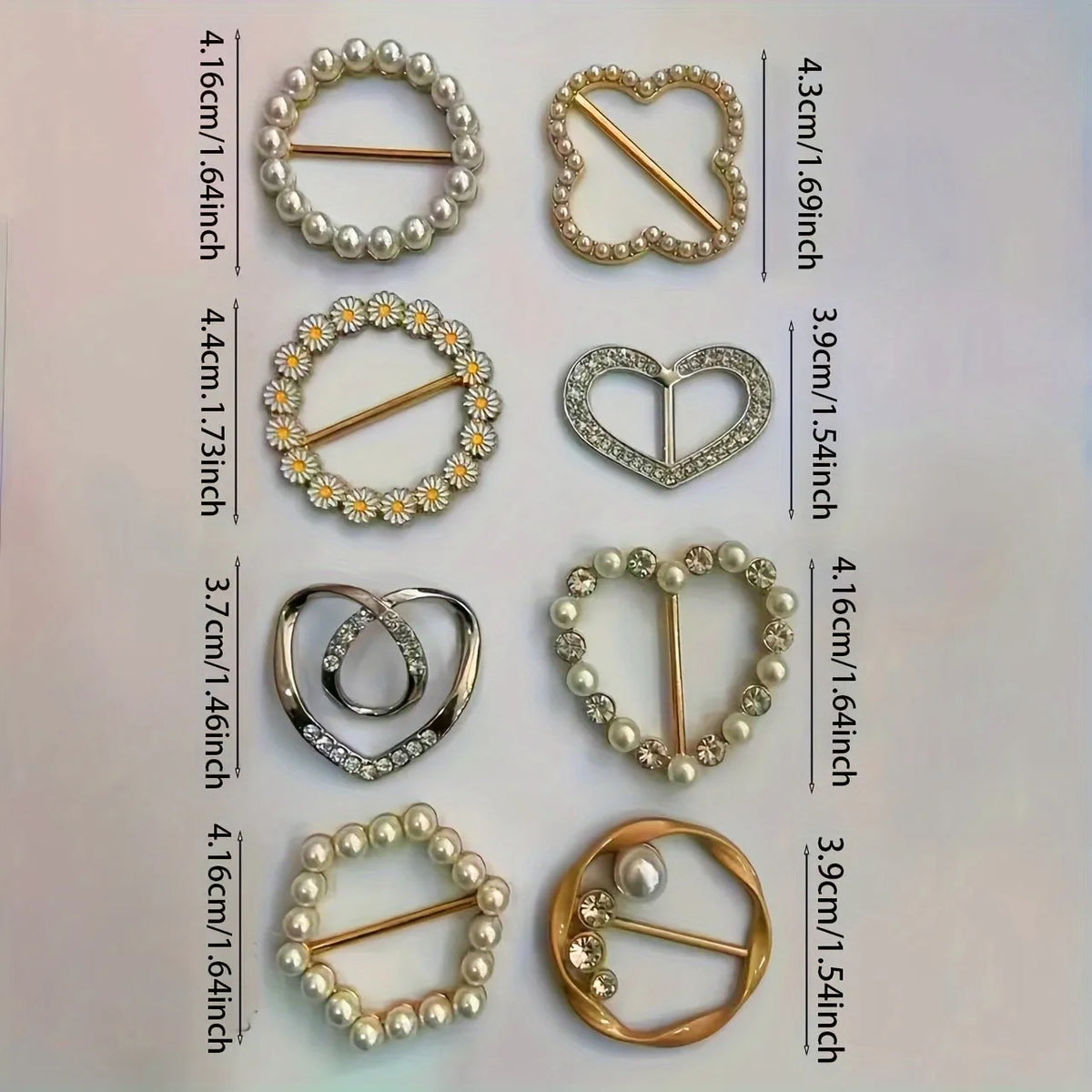 8-Piece Pearl & Rhinestone Brooch Set for Women | Elegant Brooch Pin Set Babs 8pcs mixed color
