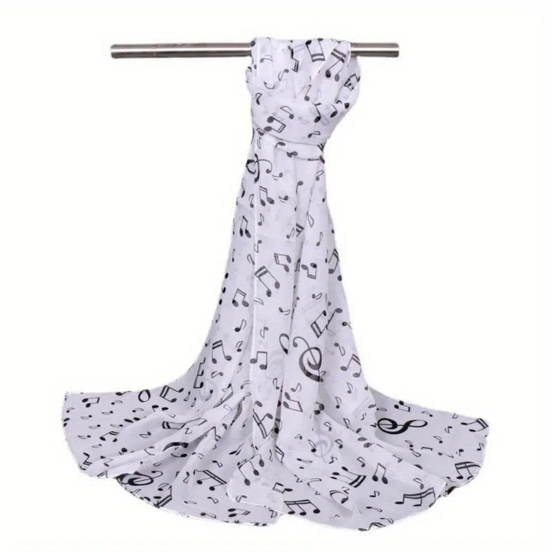 Women's Musical Note Chiffon Neck Scarf – Elastic & Lightweight Chiffon Neck Scarf Babs