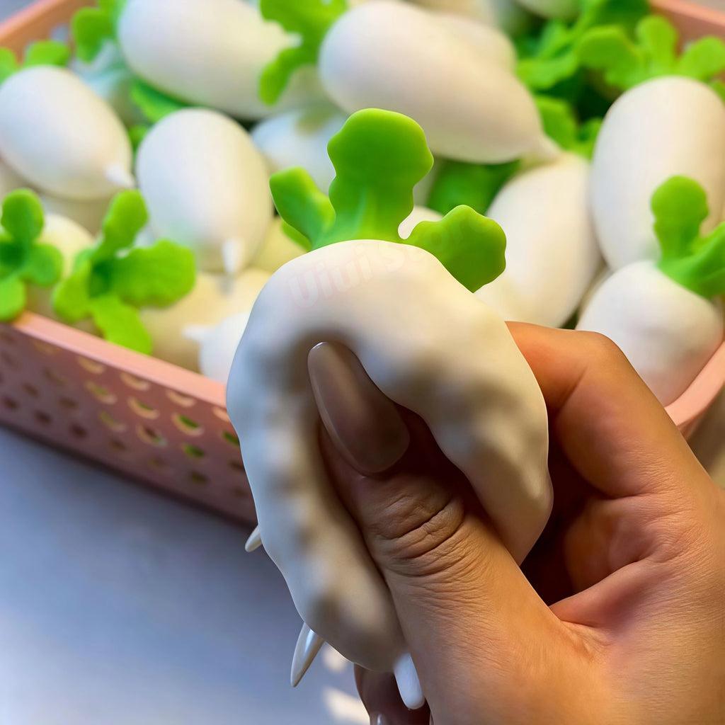 White Radish Crunchy Squishy ASMR Fidget Stress Ball Toy Squishy Fidget Toy Babs