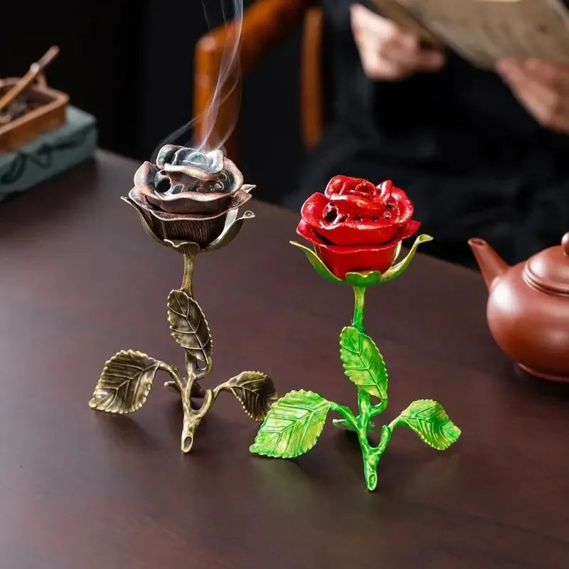 Rose Shape Incense Burner | Hollow Floral Metal Fragrance Holder Incense Burner Babs