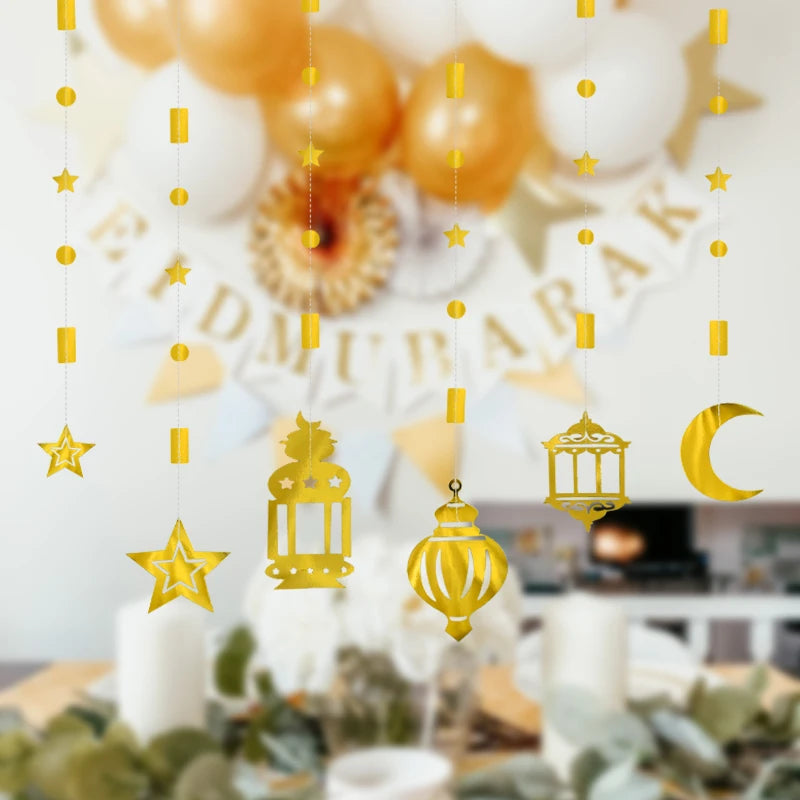 Eid Mubarak Swirl Banner Star Moon Ceiling Hanging Decoration Party Ceiling Decoration Babs