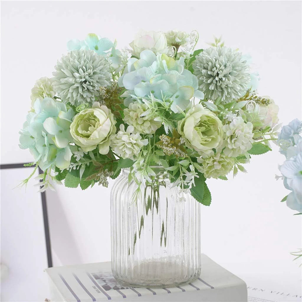 Artificial Silk Peony & Hydrangea Bouquet – 4 Bunches Artificial Flower Bouquet Babs