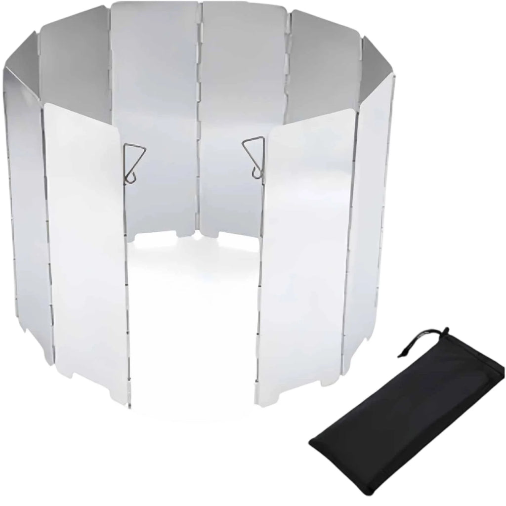 Foldable Aluminum Camping Wind Shield – 10-Panel Windscreen Camping Windscreen Babs S