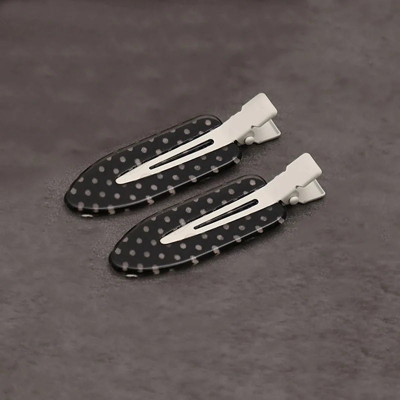 Black & White Polka Dot Acrylic Hair Clip | Bangs Barrette Hair Clip Barrette Babs 2Pcs-black