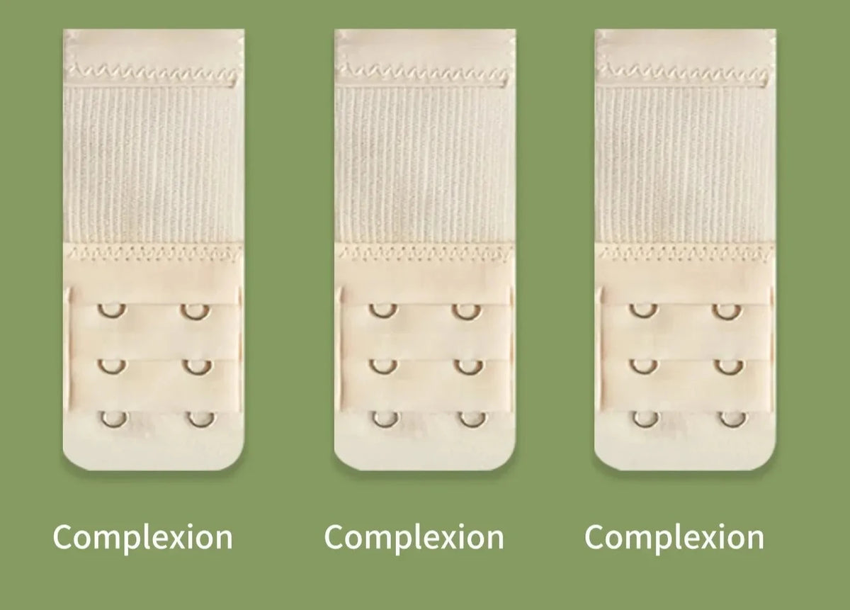 3-Pack Bra Extenders – 3-Row 2-Hook Elastic Soft Straps Bra Extender Set Babs One Size 3PCs-skin tone