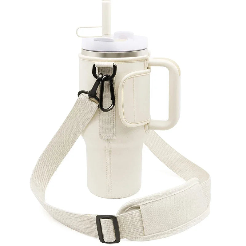 Water Bottle Crossbody Bag 30/40 Oz – Insulated Shoulder Strap Water Bottle Carrier Bag Babs Apricot