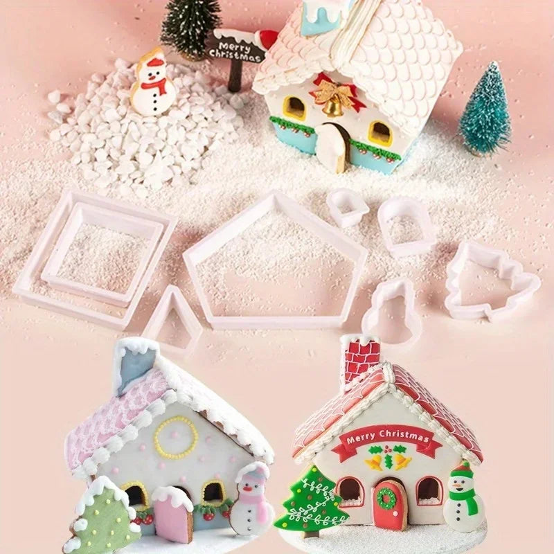 3D Christmas Gingerbread House Cookie Cutter Mould Set – 8 Pcs Cookie Cutter Mould Set Babs