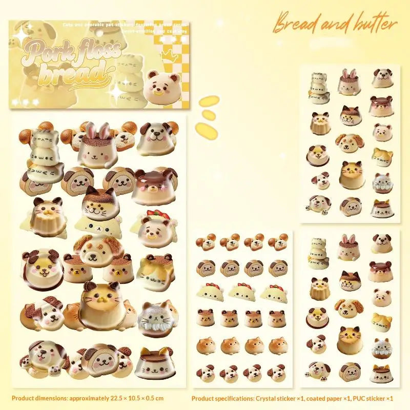 Cute Cartoon Bear 3D Embossed Stickers for DIY & Scrapbooking Decorative Craft Stickers Babs A3