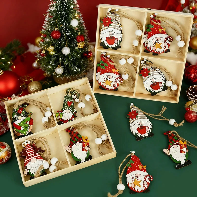 12pcs Christmas Gnome Wooden Ornaments – Xmas Tree Pendants Christmas Tree Ornaments Babs