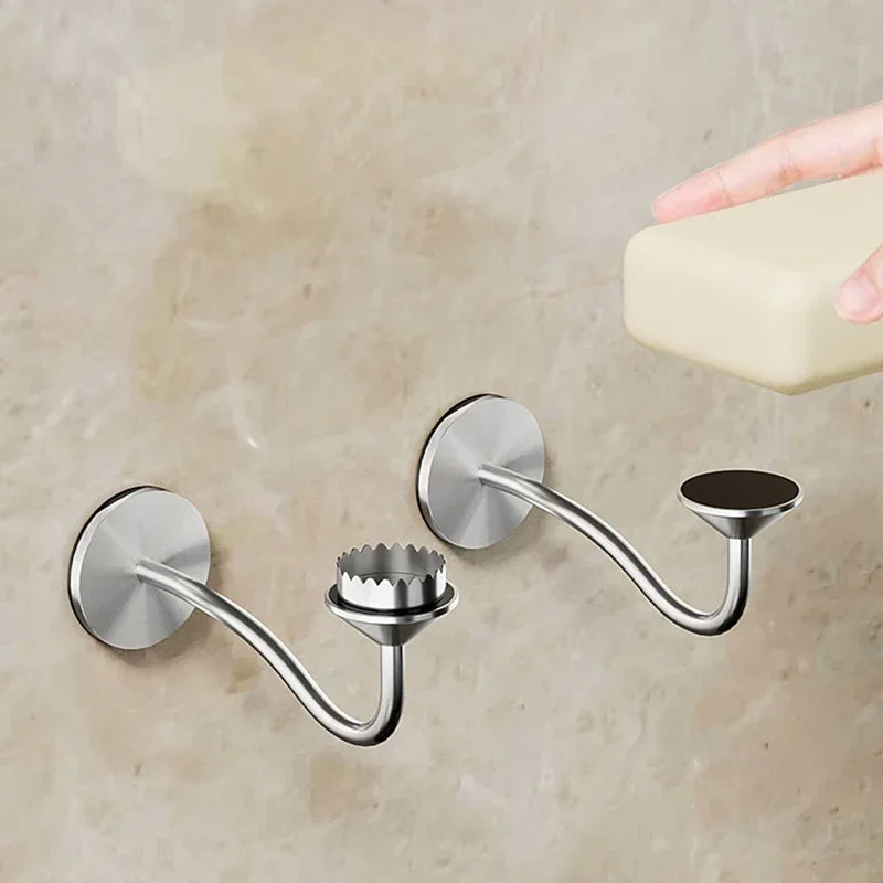 Stainless Steel Magnetic Soap Rack – Wall-Mounted Self-Draining Magnetic Soap Dish Babs