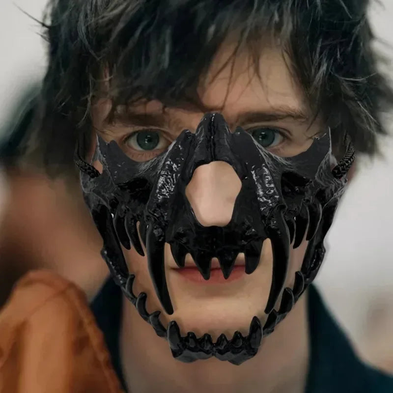 Half Face Devil Halloween Mask – Black & White Cosplay Halloween Costume Mask Babs