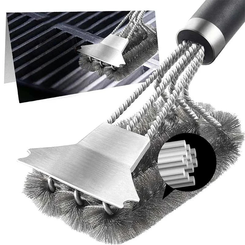 Stainless Steel Grill Brush & Scraper with Deluxe Handle Grill Cleaning Brush Babs