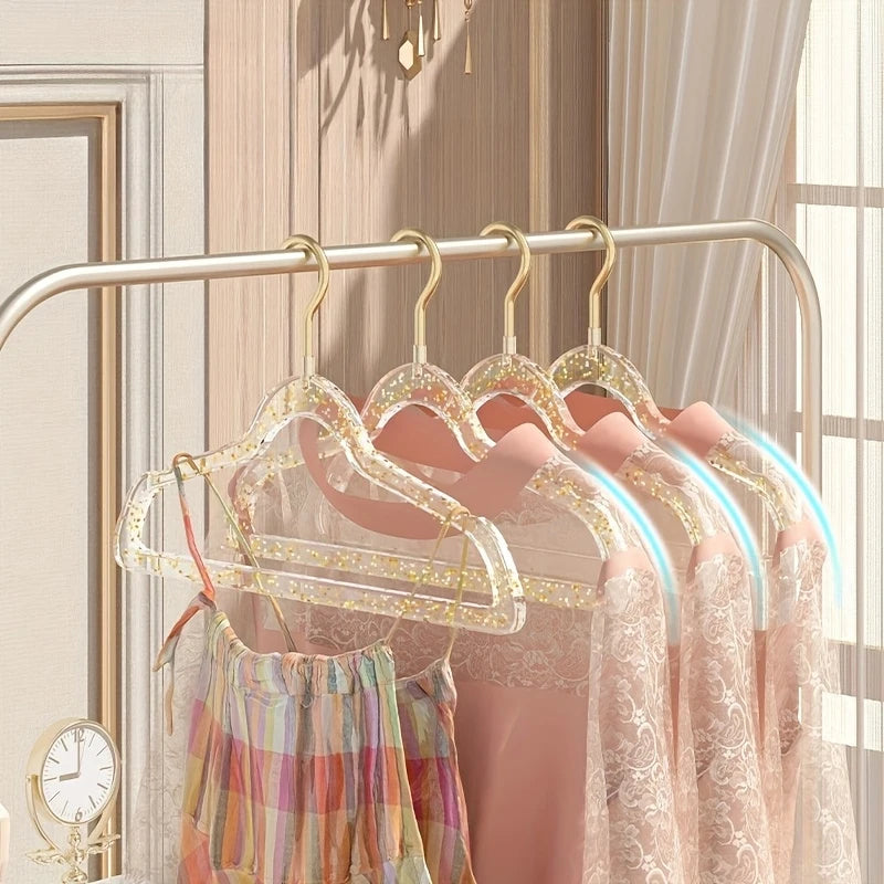 10Pcs Clear Acrylic Clothes Hangers with Gold Hook | Wardrobe Clothes Hangers Babs