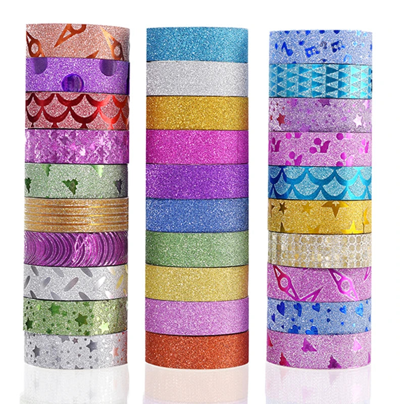 10pcs Glitter Washi Tape Set – DIY Scrapbook & Journal Craft Decorative Washi Tape Babs