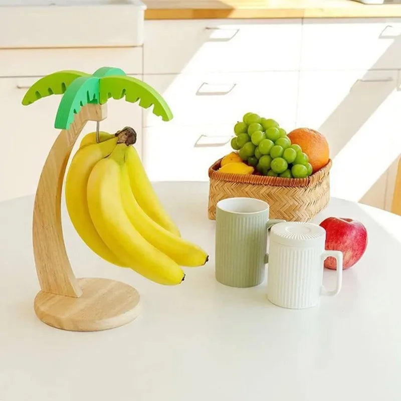 Wooden Banana Hanger Rack – Decorative Leaf & Hook Fruit Hanger Rack Babs
