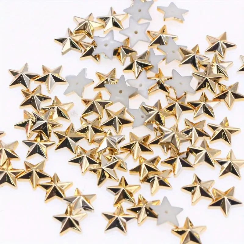 100pcs Acrylic Star Gems Flat Back Gold Silver DIY Clothing Decor DIY Craft Embellishments Babs