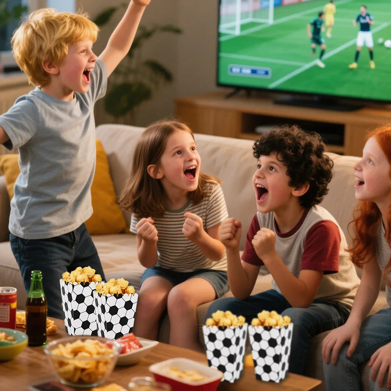 10pcs Football Soccer Party Popcorn Boxes – Kids Birthday Party Treat Boxes Babs
