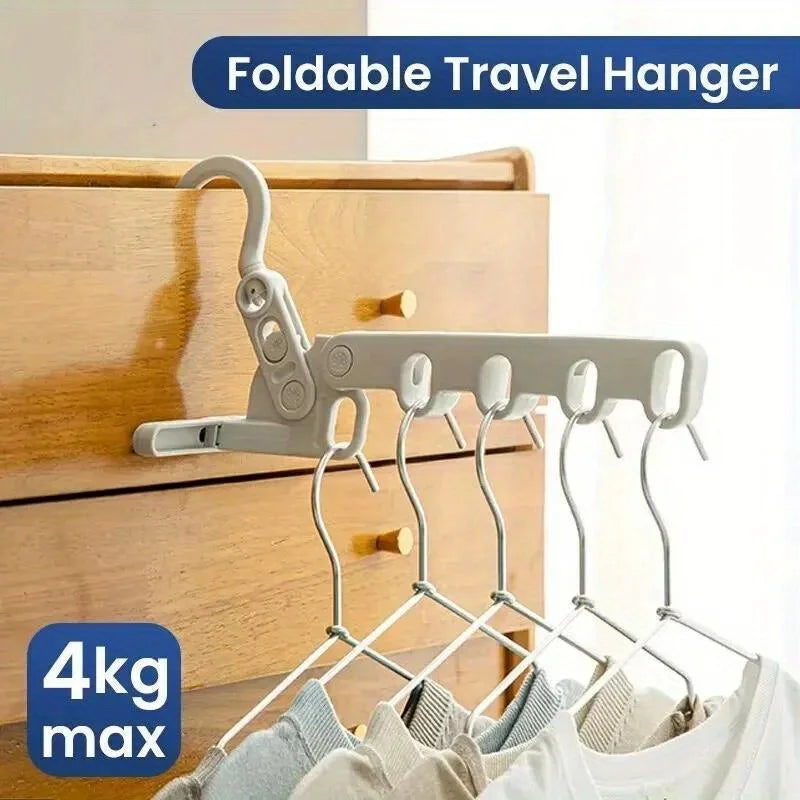 2pcs Foldable Travel Hangers – 5-Hole Portable Clothes Rack Hook Foldable Travel Hanger Babs