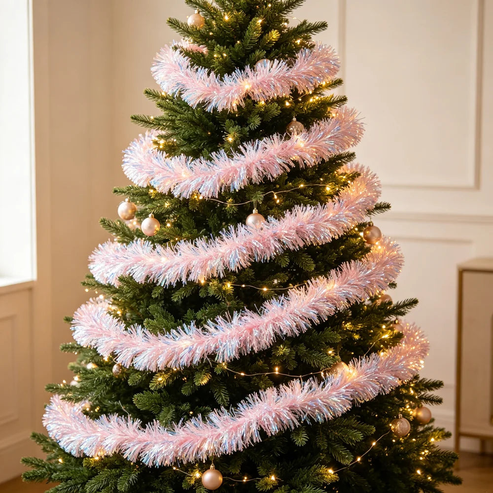2M Shiny Tinsel Garland – Blue, White & Pink Party Decor Tinsel Party Garland Babs