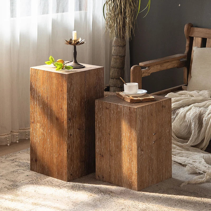 Solid Wood Wabi Sabi Square Coffee Table with Storage Wooden Coffee Table Babs