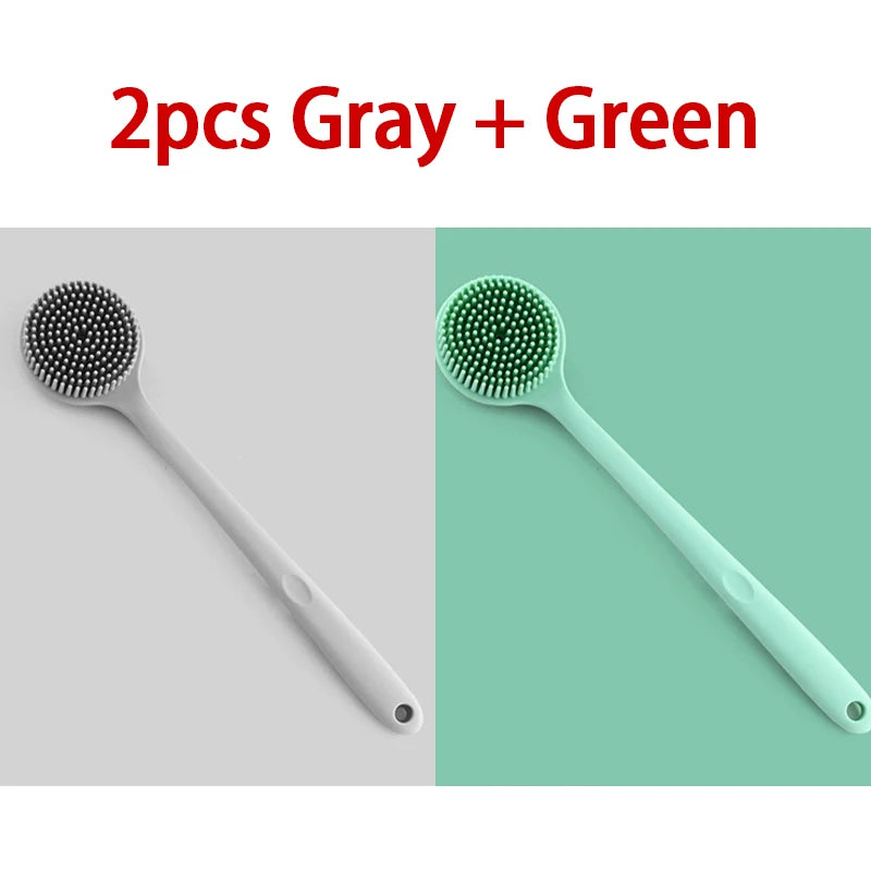 Silicone Body Exfoliating Shower Brush – Back Scrubber Body Exfoliating Brush Babs 2pcs Gray-Green