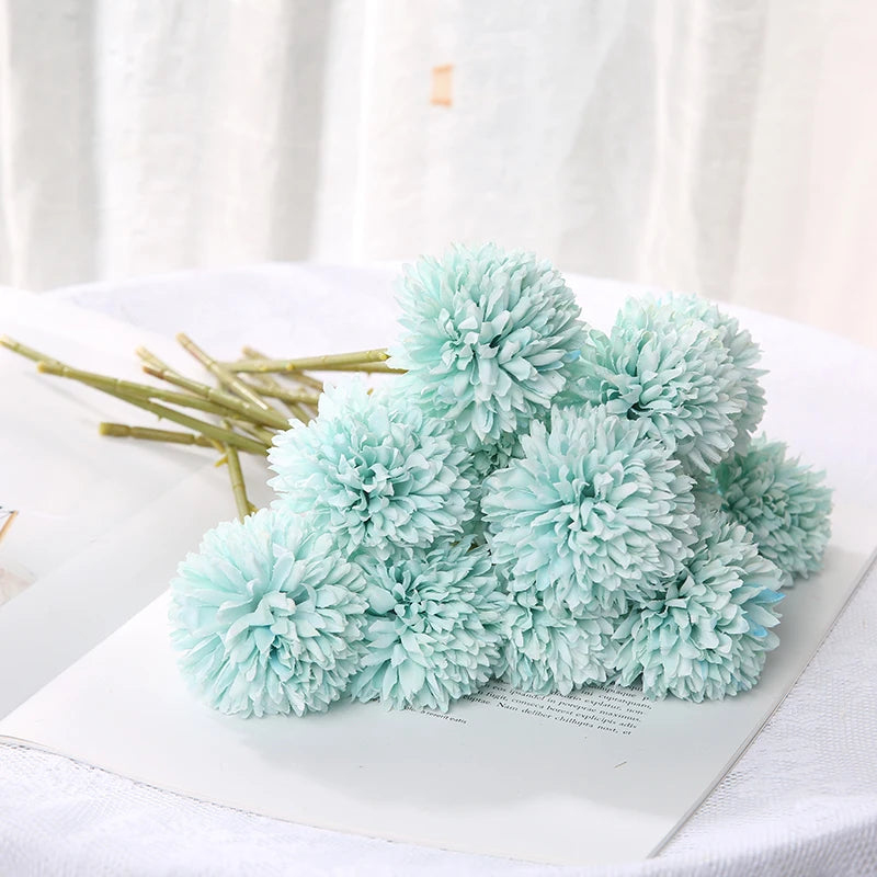 Artificial Dandelion & Hyacinth Bouquet – 3/5Pcs Silk Flowers Artificial Flower Bouquet Babs Blue 5Pcs