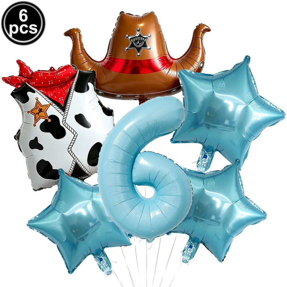 Western Cowboy Foil Balloon Set – 6pc Birthday Party Decor Party Foil Balloons Babs DARK GRAY As pictures show