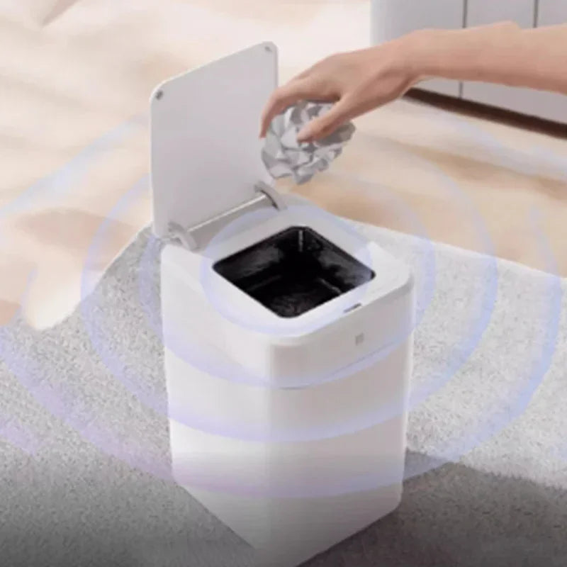 White Smart Sensor Trash Can 17L – Auto Inductive Wastebasket Smart Trash Can Babs
