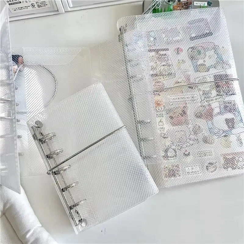M5 A6 PP Three-Fold Loose Notebook Cover Mini Organizer Notebook Cover Babs