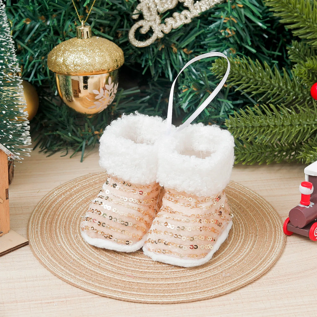 Sparkling Christmas Shoe Ornaments – Festive Tree Pendants Christmas Tree Ornament Babs Champagne Gold