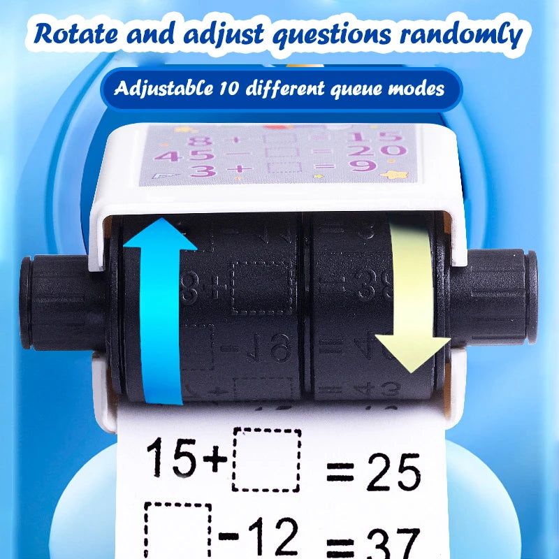 2-in-1 Math Roller Stamp – Fill-in-the-Blank, 100 Questions Math Teaching Stamp Babs