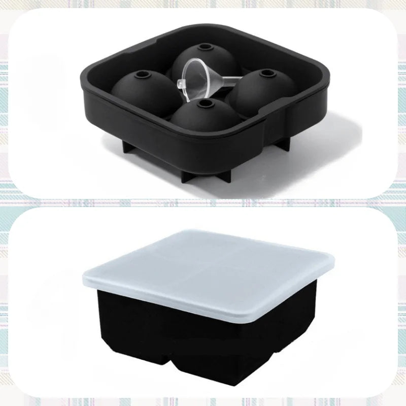 2-Pack Large Silicone Ice Cube Molds – Square & Ball Trays Ice Cube Mold Babs 2Pcs set