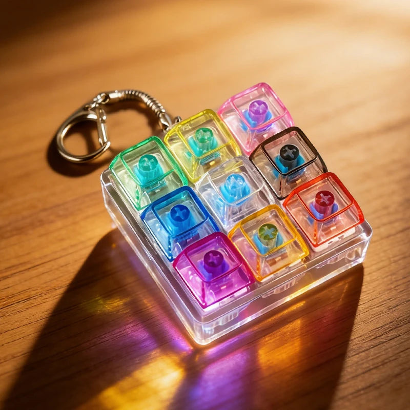 LED Light-Up Keyboard Keychain – Clickable Fidget Toy Gift Fidget Keychain Toy Babs Colorful-L