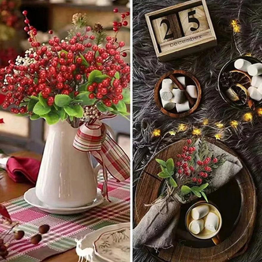 Artificial Holly Red Berry Branches – Christmas Home Décor Artificial Holly Branches Babs