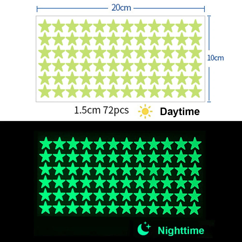 Glow in the Dark 3D Star Wall Stickers – Kids Room Decor Wall Stickers Babs YG210 72pcs