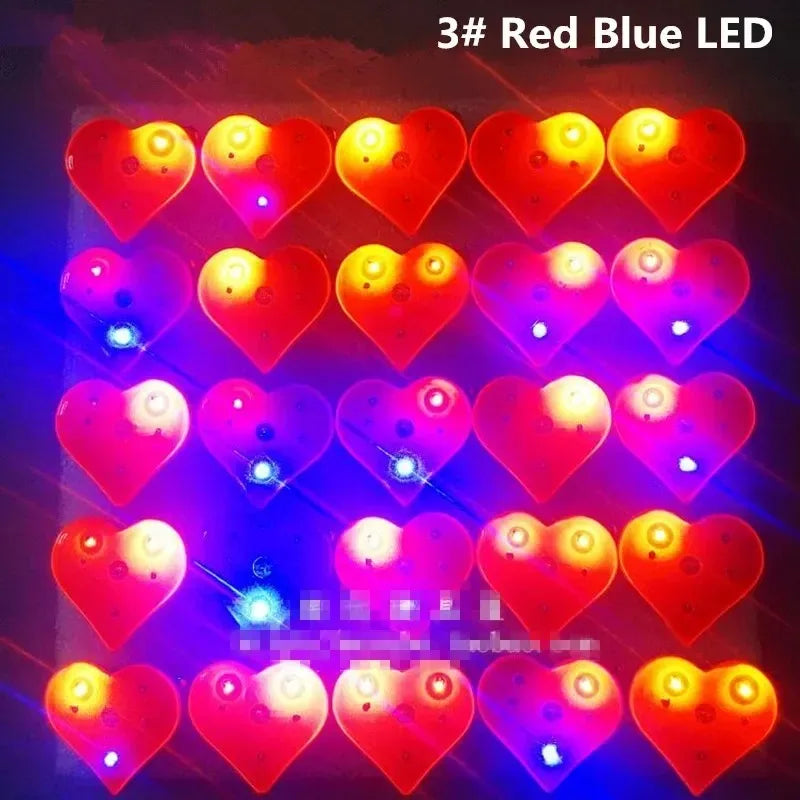50pcs LED Light-Up Heart Brooch Pins – Glowing Party Badges LED Brooch Pins Babs