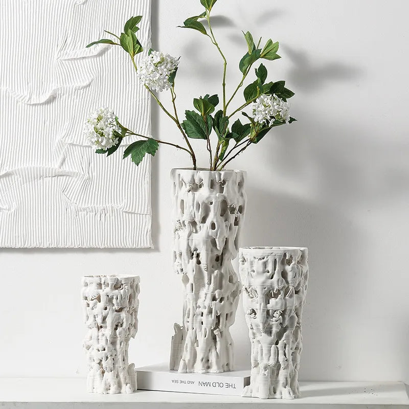 Modern Irregular Ceramic Vase – Luxury White Table Décor Decorative Ceramic Vase Babs