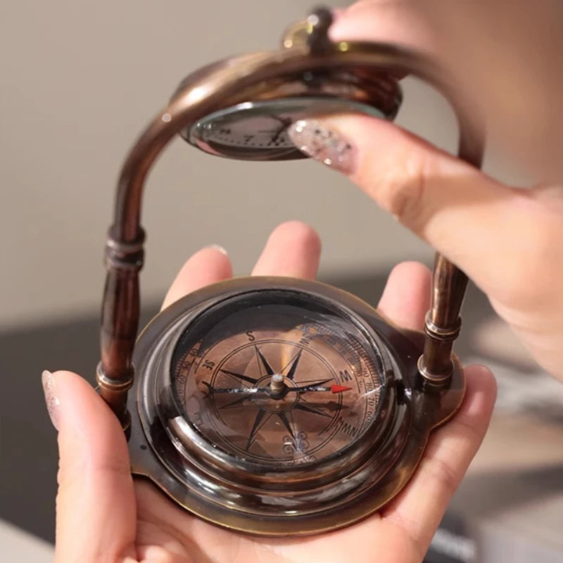 Oeny Compass Table Clock – Retro Brass Minimalist Desk Clock Decorative Desk Clock Babs