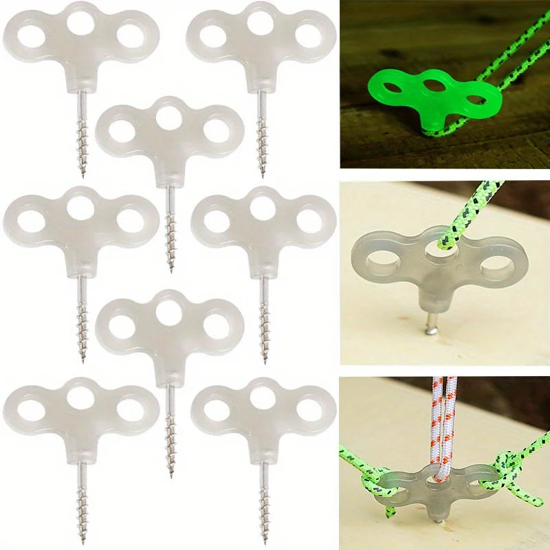 10-Pack Stainless Steel Screw Tent Pegs for Camping & Hiking Tent Pegs Babs Glow-in-the-dark Nai