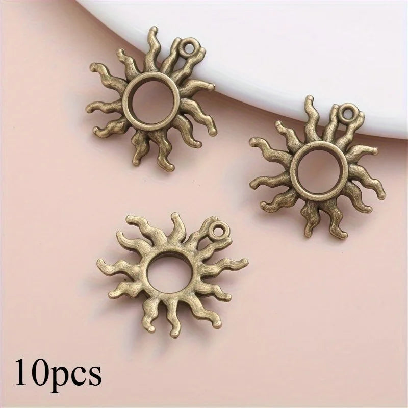 10pcs Metal Sun Pendants for DIY Necklace & Earring Making Jewelry Making Charms Babs Brown