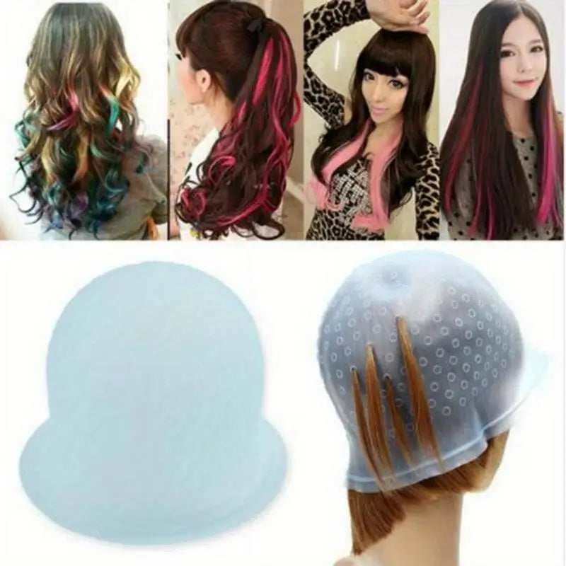 Silicone Reusable Hair Highlighting Dye Cap with Needle Hair Coloring Cap Babs