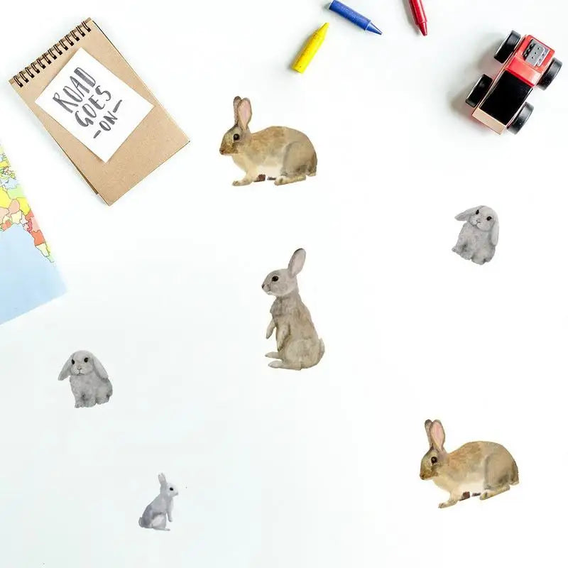 Cartoon Bunny Wall Stickers – Kids Nursery Decal Set Kids Wall Decal Babs