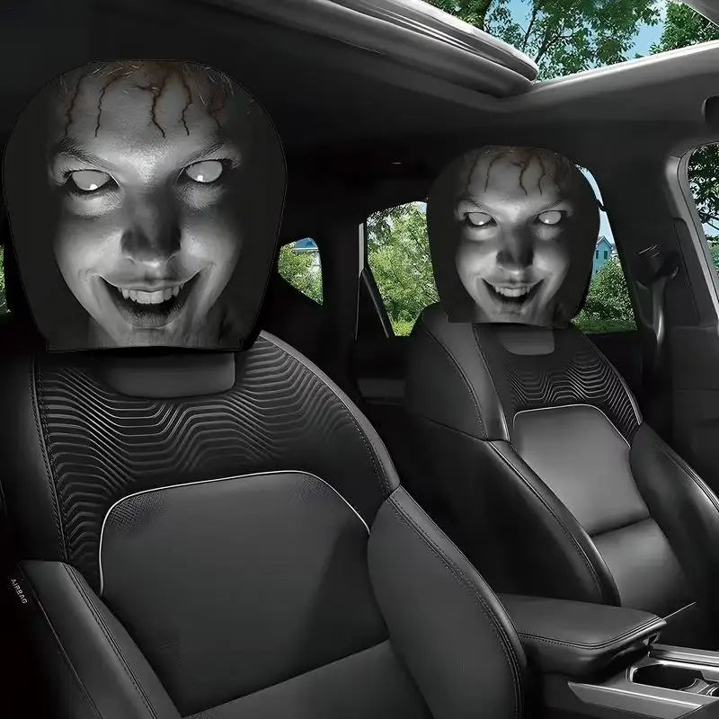 2Pcs Halloween Ghost Car Headrest Covers – Spooky Seat Protectors Car Headrest Covers Babs