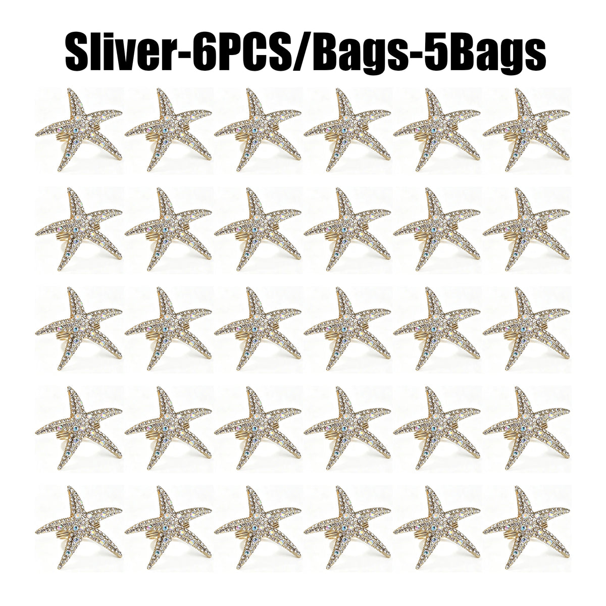 Starfish Seashell Napkin Rings – Beach Wedding Table Decor Napkin Rings Babs 30PCS